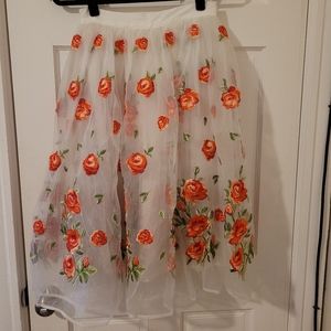 Embroidered Floral tulle skirt